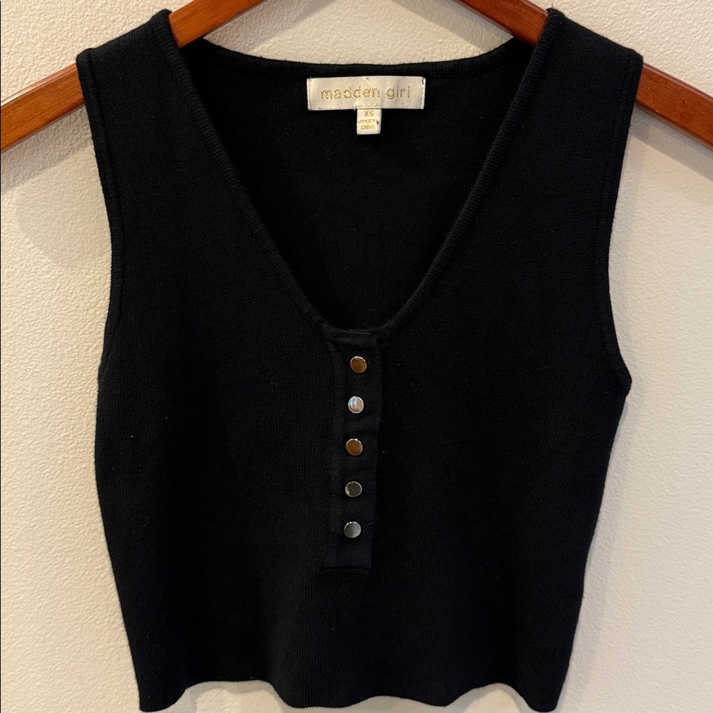 Madden Girl Black Cropped Knit Tank Top